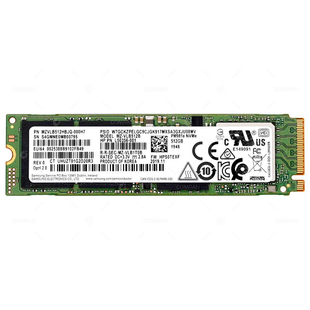 L50356-001 HP PM981A NVME 512GB M.2 2280 PCIE 3.0 x4 TLC